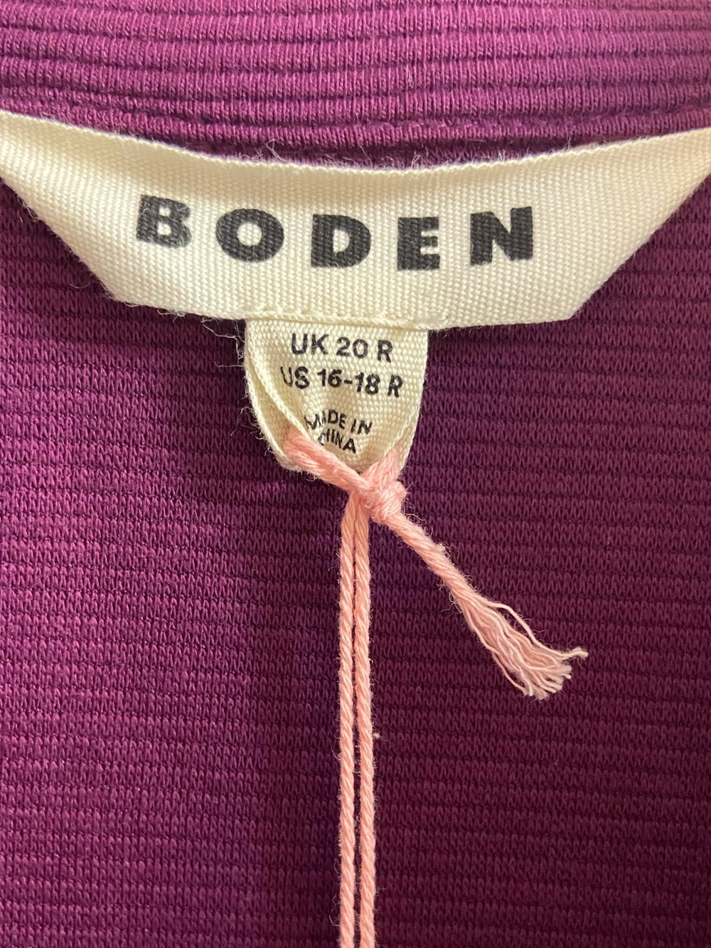 Boden Cam Zip Up Ottoman Dress Purple Ribbed Pockets Long Sleeves Sz 16-18 NWT - Picture 7 of 8